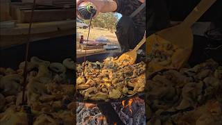 Chicken and mushroom feed 🍄‍🟫🍗 mushroom chicken asmr food cooking outdoor camping shorts [upl. by Amaras]