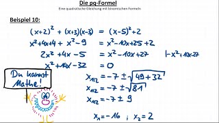 pqFormel 10 binomische Formeln in der quadratischen Gleichung 🥴🧐😉 [upl. by Ahseenal]