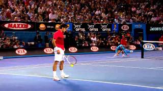 Ball Boy Classic Catch With Roger Federer  Australian Open 2012 [upl. by Atteynad]