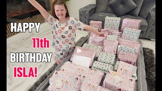 ISLAS 11th BIRTHDAY MORNING OPENING PRESENTS [upl. by Ennaeirrac262]