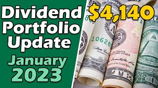 Dividend Growth Income Portfolio Update for January 2023  Dividends Reinvested and Stocks Bought [upl. by Yauq554]