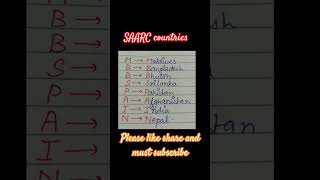 SAARC countriesyoutubeshortsshortsfeededucationgktrendingsaarccountriestricksytytshortsnew [upl. by Vesta]