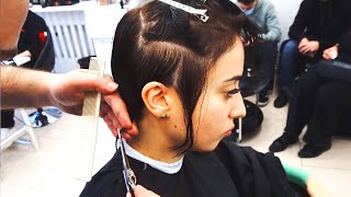 SHORT STACKED HAIRCUT  UNDERCUT GRADUATED BOB [upl. by Nimaynib]