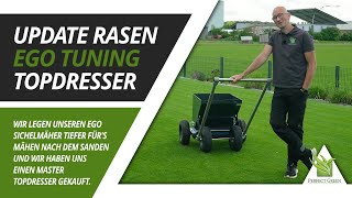 🌱 Entwicklung nach Rasen sanden  EGO Sichelmäher tiefer legen  Master Topdresser gekauft 🌱 [upl. by Iruyas]