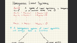 Homogeneous Linear Systems linear algebra [upl. by Dominick303]