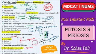 Important MCQS On Meiosis and Mitosis  MDCAT  NUMS  NEET [upl. by Poppas819]