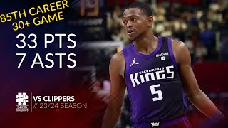 DeAaron Fox 33 pts 7 asts vs Clippers 2324 season [upl. by Ecirtnas]