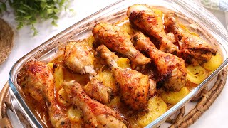 Pollo al Horno Asado con Patatas y Cebolla  Receta muy Fácil Abundante y Económica [upl. by Imef960]