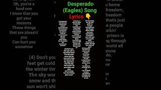 Desperado Song Eagles Lyrics shorts desperado eagles [upl. by Shaya853]