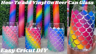 How To Add Vinyl On Beer Can Glass  Easy Cricut DIY  TECKWRAP VINYL [upl. by Ecirehc]