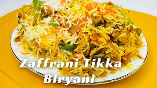 Zaffrani Chicken Tikka Biryani  Chicken Biryani Recipe  Delicious Homemade biryani [upl. by Ecirtram]