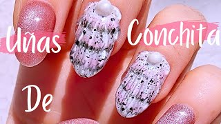 Diseño de UÑAS de CONCHA de MAR  Como HACER tu propia PERLA para DECORAR  Nail Art para la PLAYA [upl. by Iccir]