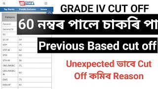 🛑GRADE IV CUT OFF কিমান নম্বৰ পালে চাকৰি পাব Previous Based Cut Off ✅ [upl. by Kriste204]