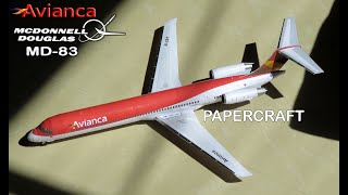 AVIANCA McDonnell Douglas MD83 PAPERCRAFT PAPER MODEL [upl. by Aisatsana243]