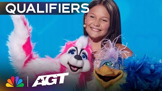 Kid ventriloquist Brynn Cummings performs mindbending mentalism  Qualifiers  AGT 2023 [upl. by Peck]