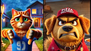 This Stingy Cat Bullying The Pizza Delivery Dog [upl. by Micheline]