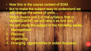 BCOM SEM 1 BOM Introduction part 2 [upl. by Yaf]