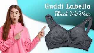 Guddi Labella Black Nonpadded Wireless Broad Straps Bra bra wirelessbra nonpaddedbra [upl. by Arlo]