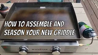 Opening Unboxing Seasoning Blackstone tabletop griddle  22 inch portable gas grill [upl. by Lyrpa]