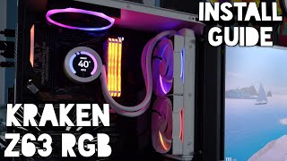 NZXT Kraken Z63 RGB CPU liquid cooler setup with push pull fans and logic in a NZXT H510 Flow [upl. by Elrae]