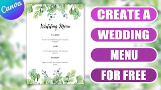 Make a Wedding Menu in Canva for free  EASY TUTORIAL [upl. by Colfin]