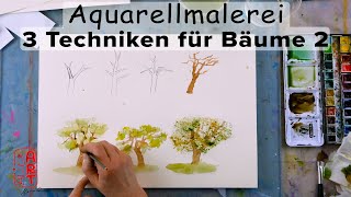 AliceART  Aquarell Kurs 10 für Anfänger  3 Techniken für Bäume  watercolor [upl. by Birgit]