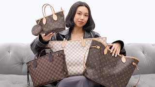 Louis Vuitton Neverfull Guide BB PM MM GM  Try On What Fits Inside Limited Editions amp More [upl. by Akcirret]