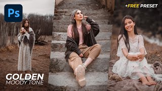 Golden Tone Preset  Photoshop Tutorial  Golden Moody Color Grading in Photoshop [upl. by Kendal481]