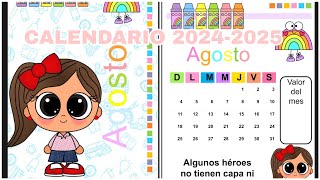 AGENDA DE CALENDARIO ESCOLAR COLORIDO 20242025 PDF IMPRIMIBLE [upl. by Bruni980]