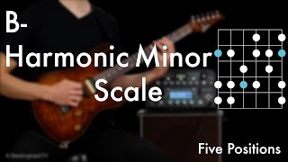 B Harmonic Minor Scale  Five Positions [upl. by Etnod]