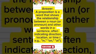 What is a preposition English grammar shorts [upl. by Lilahk]