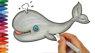 Come disegnare una balena  Come disegnare e colora per i bambini [upl. by Annodas305]