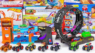 Hot Wheels Collection Unboxing Review ASMR  Hot Wheels Monster Trucks Epic Loop Challenge Playset [upl. by Eiclud]