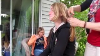 College girl shaving head in front of classmatesbuzzcutgirl shorthaircut shorthaircut [upl. by Thier]