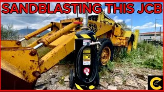 SANDBLAST YOUR HEAVY EQUIPMENT ALONE 50 Litre Air Compressor 89CFM [upl. by Eillah437]