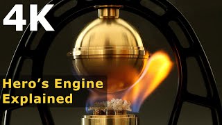 4K  Heros Engine Explained Aeolipile Ancient Steam Turbine  Live Steam [upl. by Ynnos808]