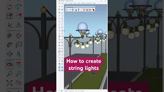 The fastest way to create The decorative outdoor string lights in Sketchup using Sketchplus plugin [upl. by Eardnaed]