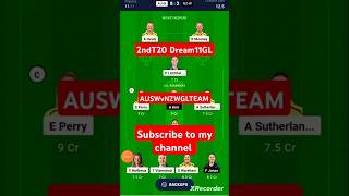 AUSW vs NZW 2nd T20 Dream11 GL Prediction Team 2024 shorts viralvideo [upl. by Spiers]