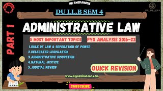 Administrative Law 5 most important topics  DU LLB Sem 4 exam  PYQs analysis  Revision [upl. by Wrand]