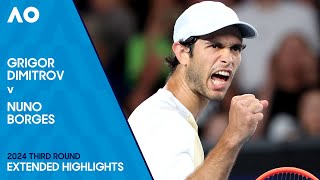 Grigor Dimitrov v Nuno Borges Extended Highlights  Australian Open 2024 Third Round [upl. by Ahsetra]