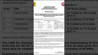 Railway New Exam Date TimeTable 2024 shorts viralvideo [upl. by Markos]