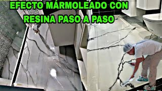 APLICACIÓN DE RESINA EPOXICA EFECTO MARMOLEADO PASO A PASO [upl. by Aivatnohs]