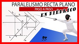 🚀 PARALELISMO RECTA PLANO 😎 Recta paralela a un plano pasando por un punto en sistema diédrico [upl. by Shippee963]