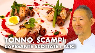 Ricetta ventresca di tonno un mix irresistibile di cappesante scampi e alici [upl. by Garber]