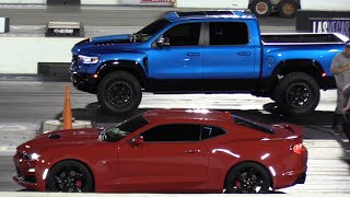 Dodge Ram vs Hellcat Camaro and Jeep [upl. by Marcellus]