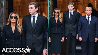 Barron Trump Joins Donald Trump At Funeral For Melania Trumps Mother [upl. by Amzu]