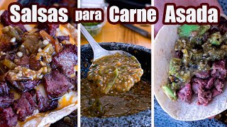 SALSAS para CARNE ASADA  3 Recetas  TOQUE Y SAZON [upl. by Suertemed650]