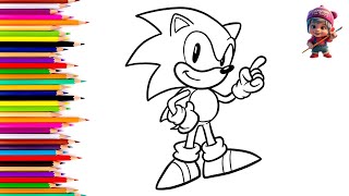 Cute Sonic 🦔🔵 Drawing and Coloring for Kids and Toddlers Easy Step by Step [upl. by Thayne832]