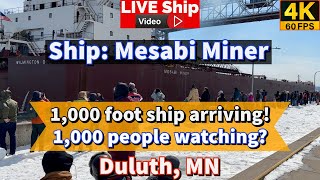 ⚓️The crowd was crazy huge 1000 foot Ship Mesabi Miner ARRIVING Duluth MN [upl. by Elyrehc605]