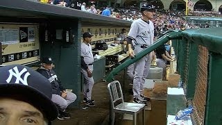 IM READY FOR MY CLOSEUP Joe Girardi gets up close and personal to fix dugout camera [upl. by Yrem340]